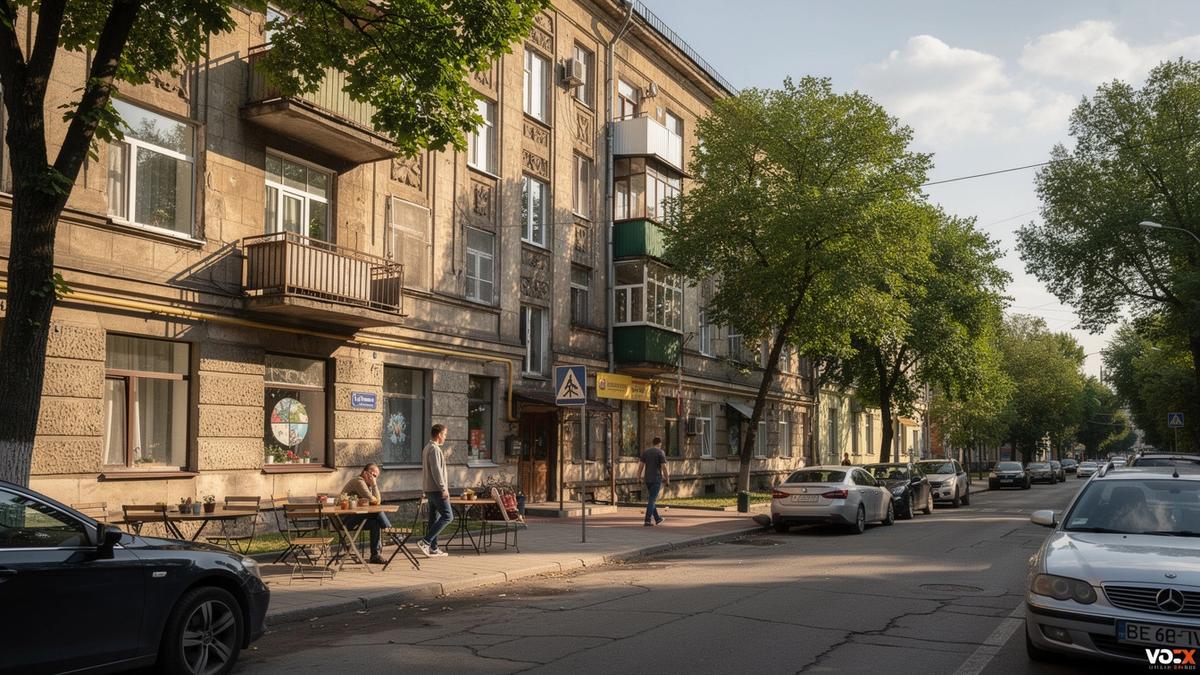 Tree-lined street near the Kyiv office